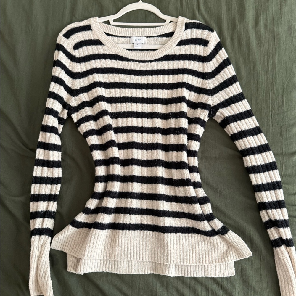 Striped Black and Cream Sweater